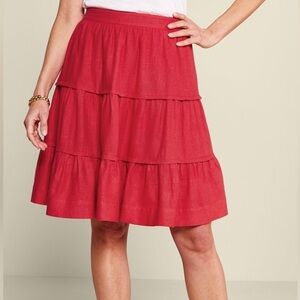 Soft Surroundings 100% LinenMedium Linen Skirt A Line Like New Poppy Red “Talia”